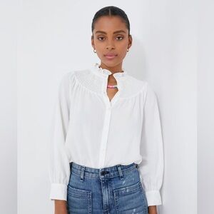 Pomander Place White Emory Smocked Blouse